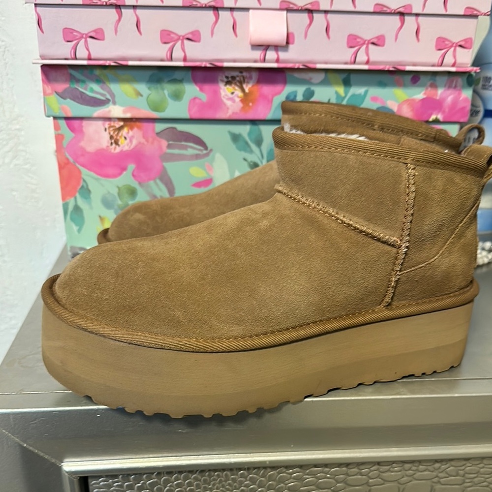 UGG Tan Winter Boots with Platform Sole